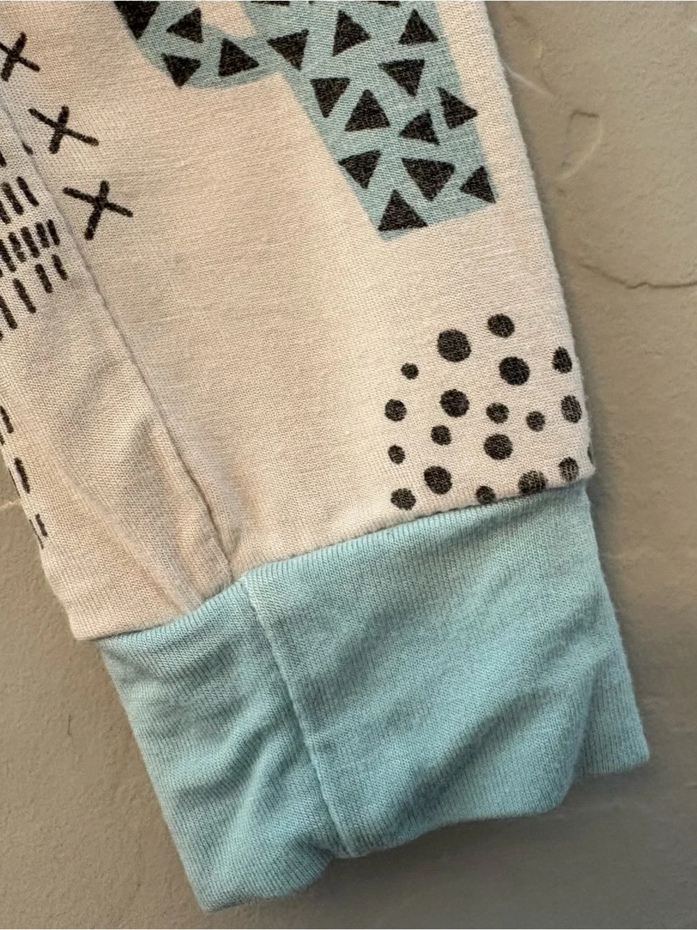 Little Sleepies OG white blue black cactus print long sleeve pajama top size 3T